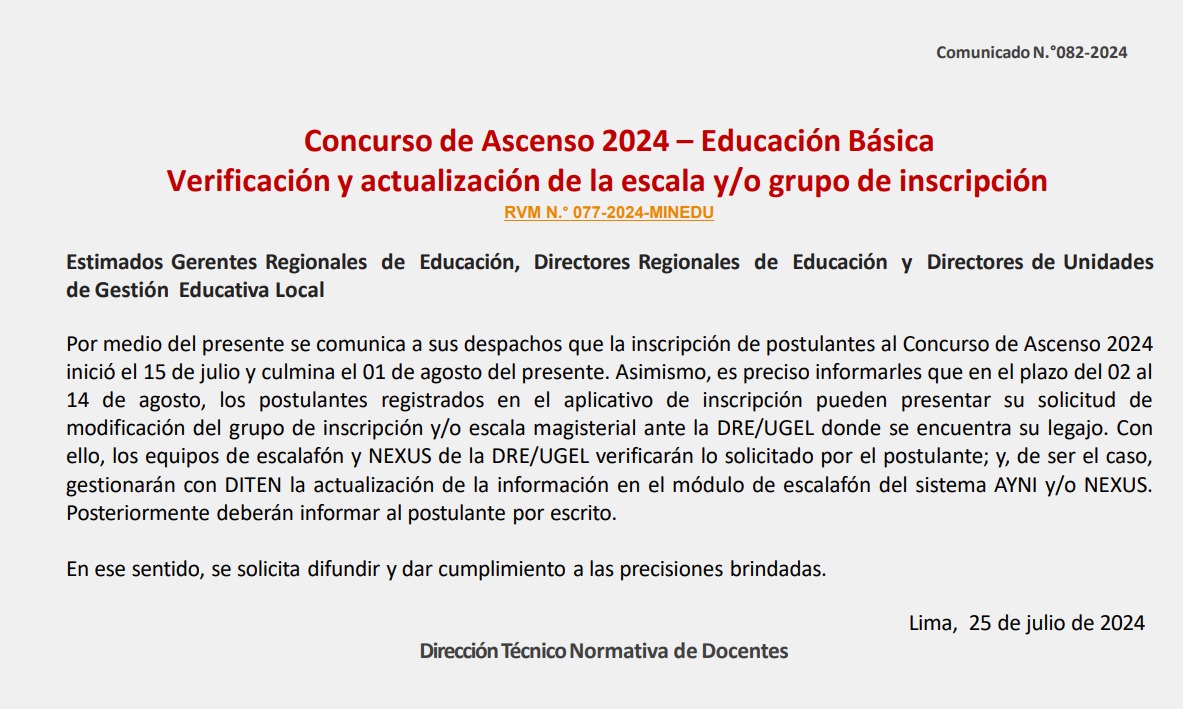 CONCURSO DE ASCENSO 2024 EDUCACIÓN BÁSICA